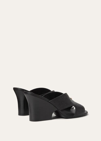 VERA HEELED MULE H80 OSTRICH