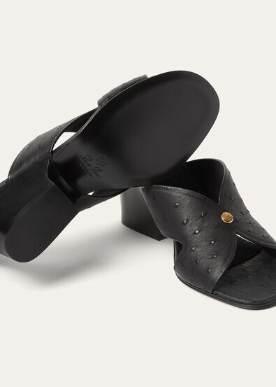 VERA HEELED MULE H80 OSTRICH