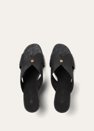 VERA HEELED MULE H80 OSTRICH