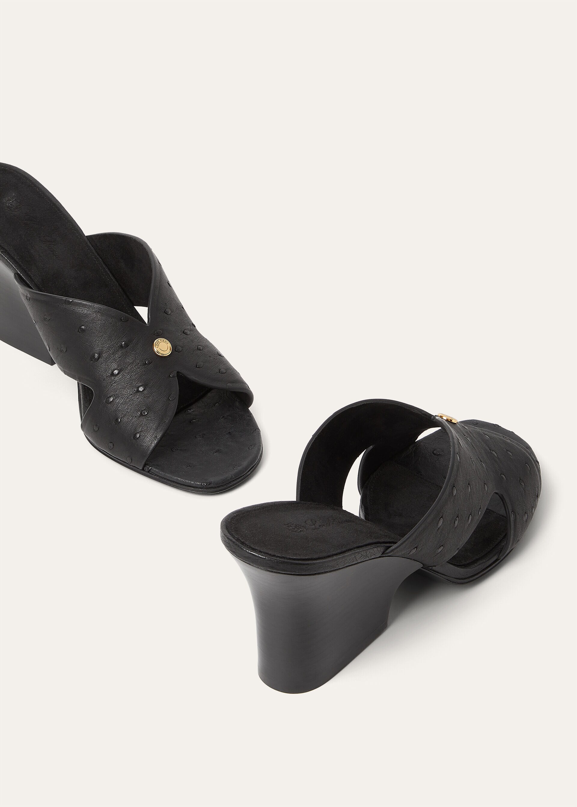 VERA HEELED MULE H80 OSTRICH