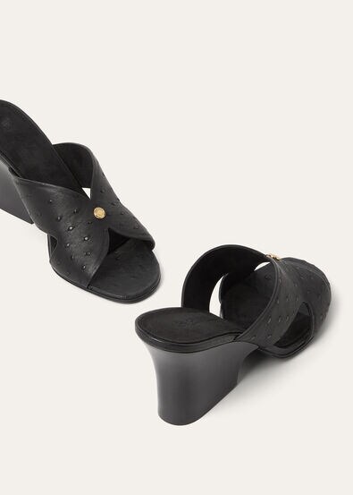 VERA HEELED MULE H80 OSTRICH