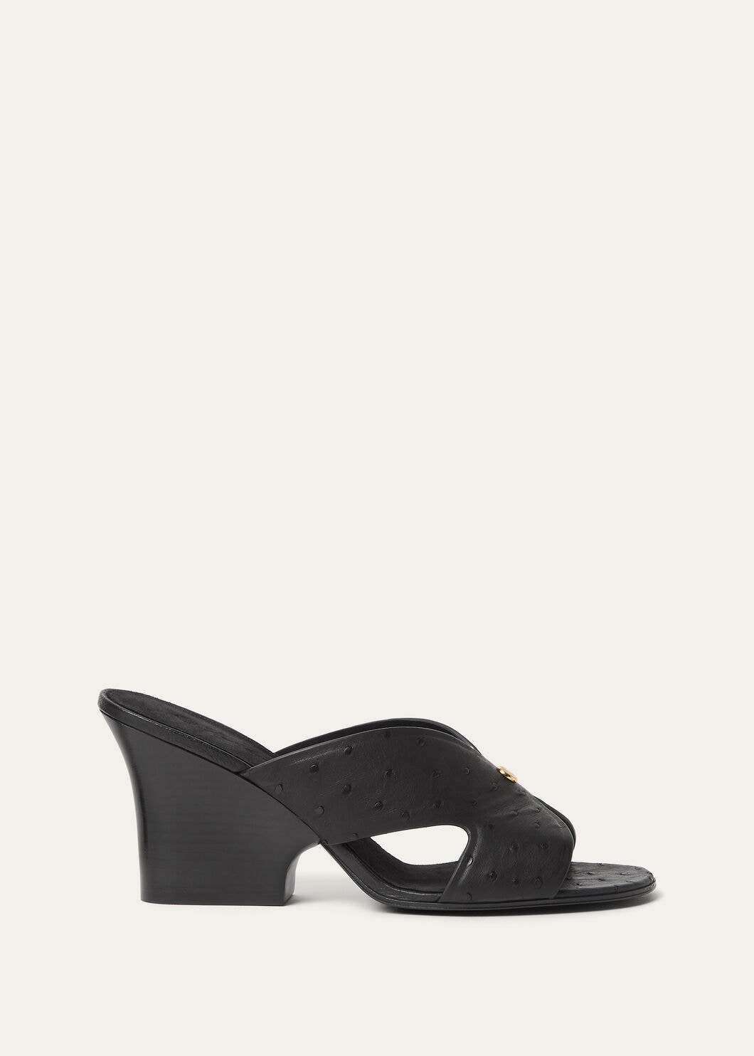 VERA HEELED MULE H80 OSTRICH