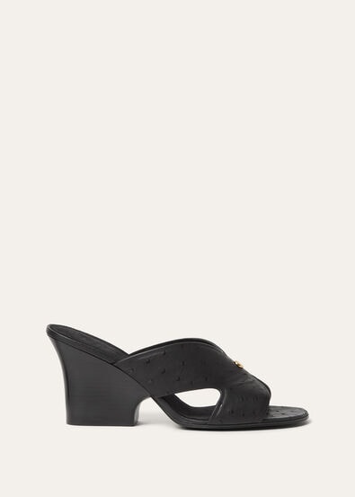 VERA HEELED MULE H80 OSTRICH