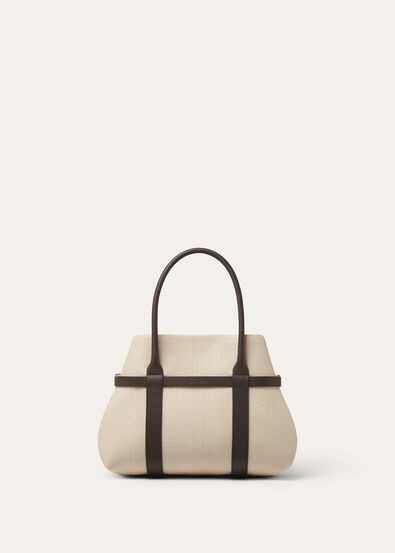 GHIERA SHOPPER SMALL TAILOR.SILK CHEVRON RNDD LTHR