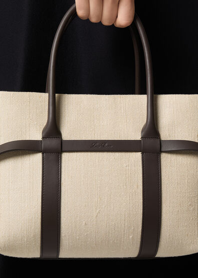GHIERA SHOPPER SMALL TAILOR.SILK CHEVRON RNDD LTHR