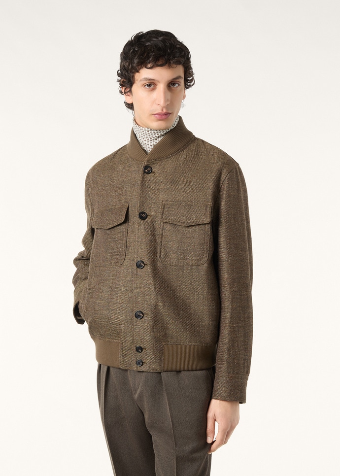 KIKU BOMBER LINEN COTTON MALFILE' STORM_FAP5443_518P_3
