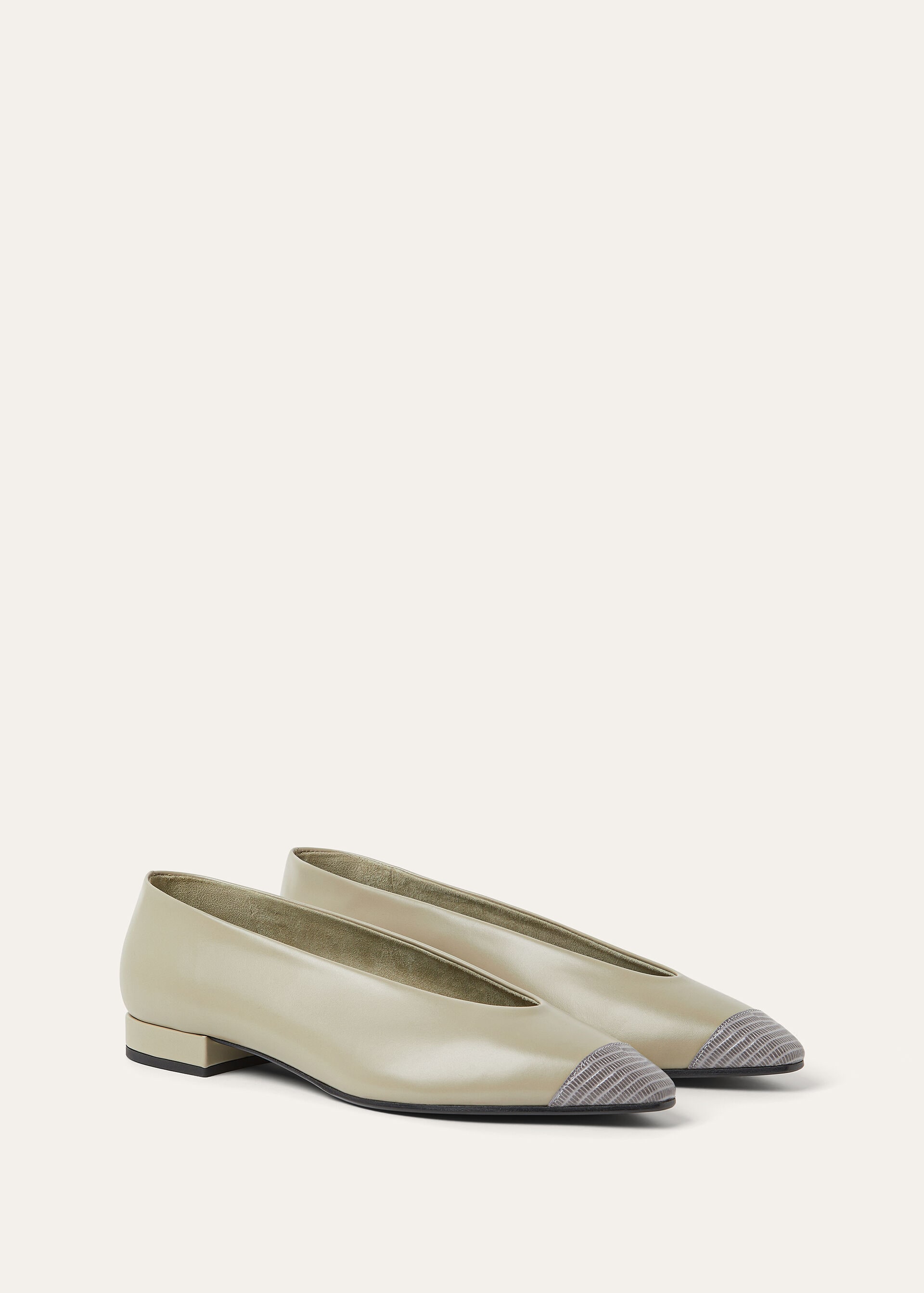 REBECCA CAP TOE BALLERINA LUX. CALF & LIZ. PRINT