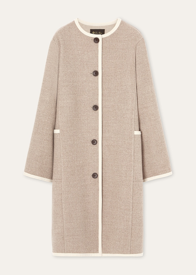 最高級ꕥロロピアーナ PECORA NERA ファー ロングコート ウール 46 Loro Piana ロロピアーナ カシミア ロングコート Pコート
