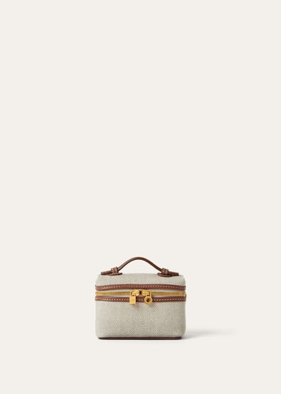 EXTRA POCKET CHARM NATURAL CANVAS/ROUNDED LEATHER