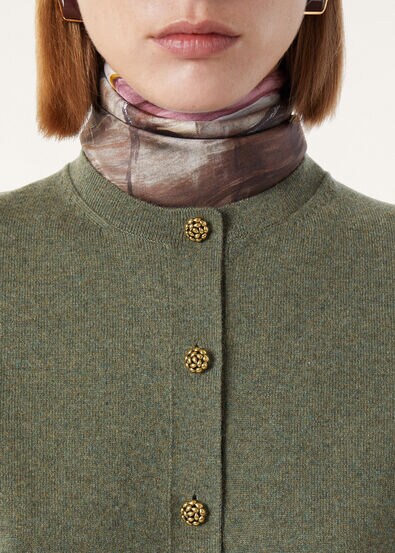 CLASSIC BABY CASH  CREWNECK CARDIGAN SWEATER GG 12