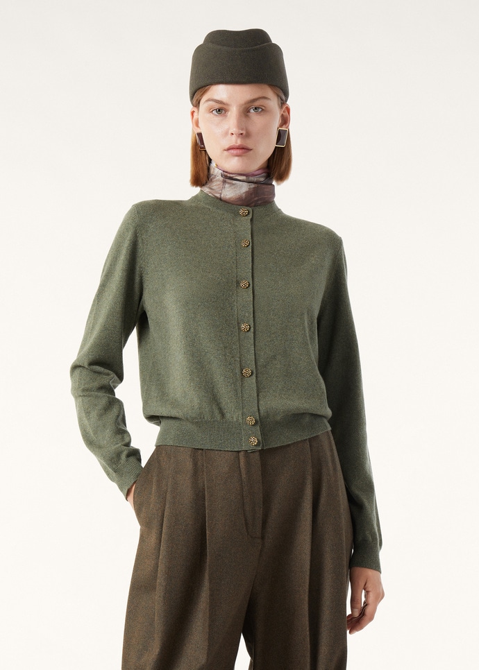 CLASSIC BABY CASH  CREWNECK CARDIGAN SWEATER GG 12_FAP8493_51BW_3