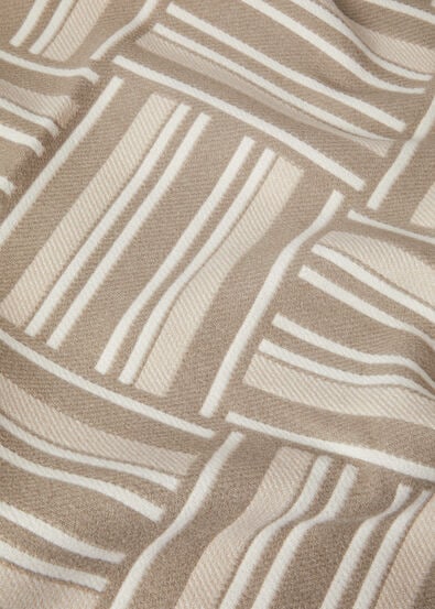 PLAID WOVEN STRIPE INTARSIA WOOL CASH