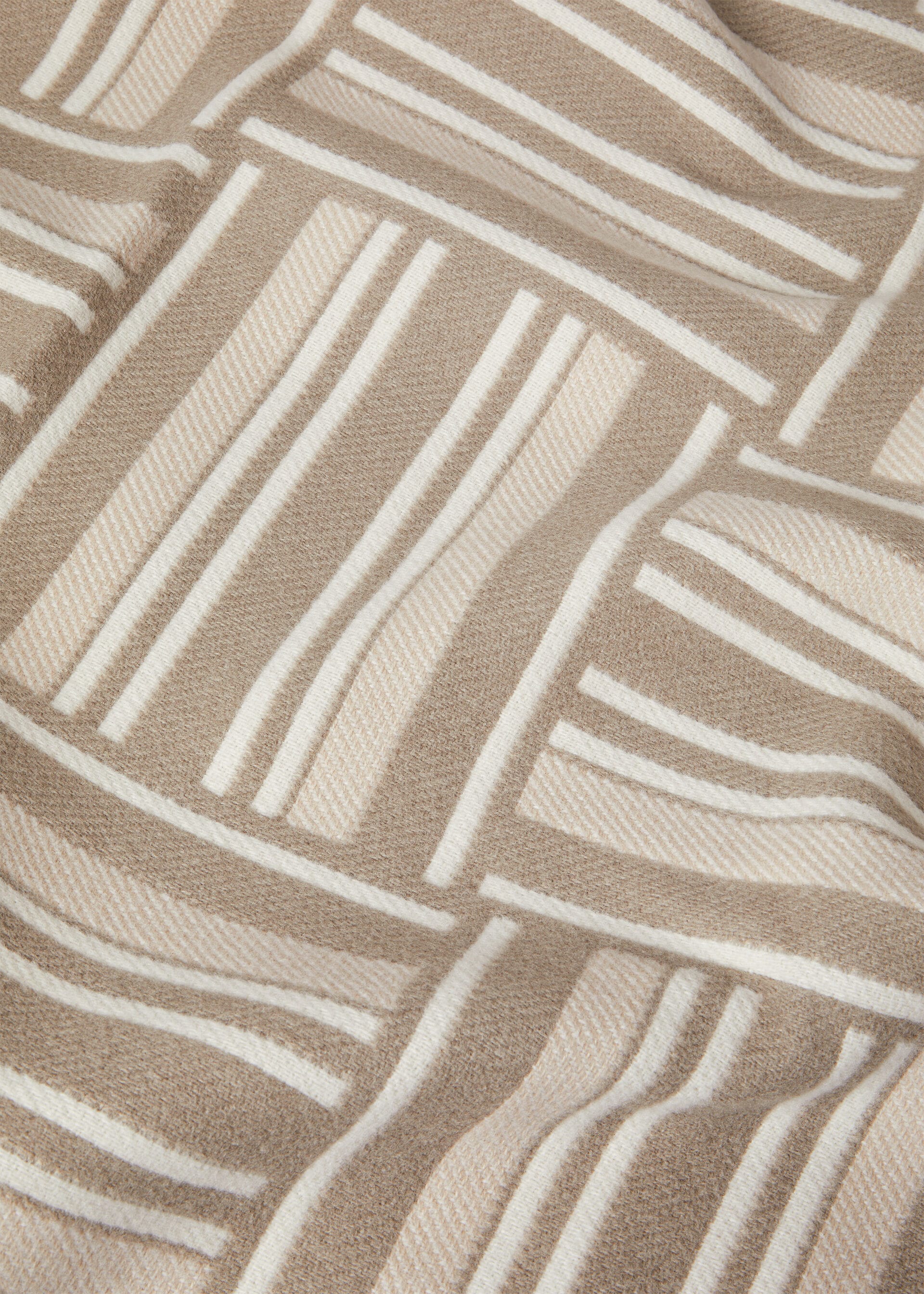 PLAID WOVEN STRIPE INTARSIA WOOL CASH