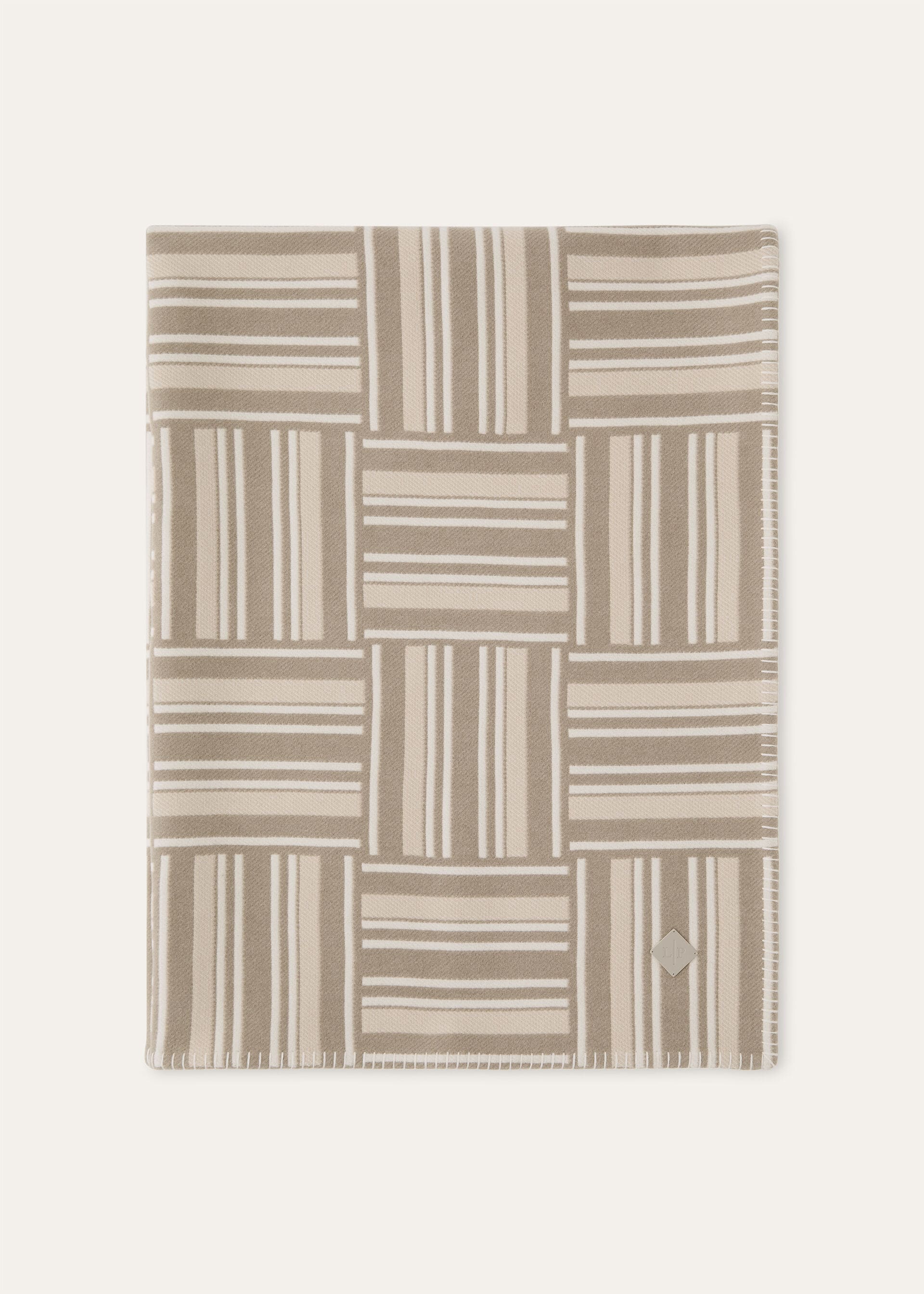 PLAID WOVEN STRIPE INTARSIA WOOL CASH