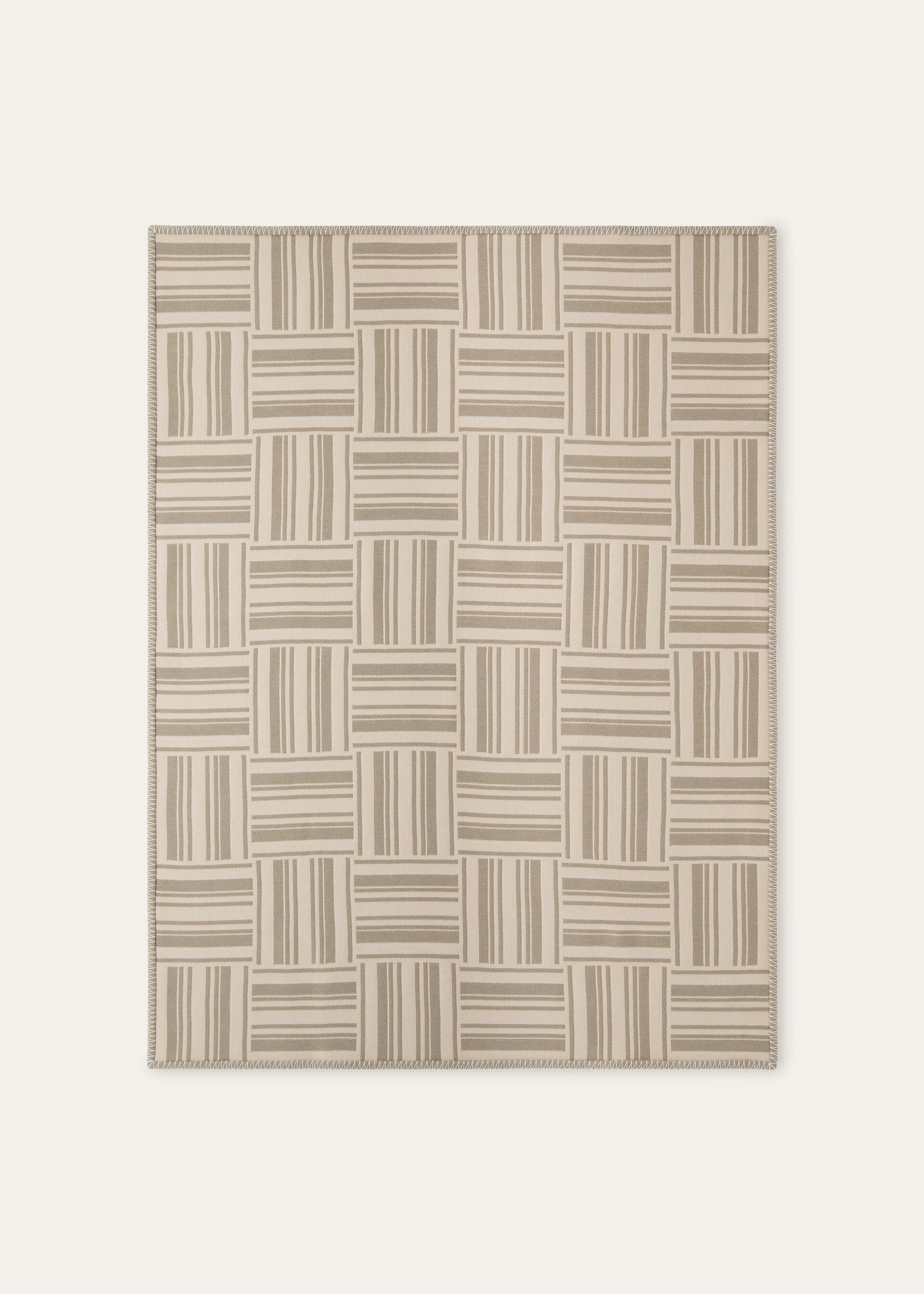 PLAID WOVEN STRIPE INTARSIA WOOL CASH