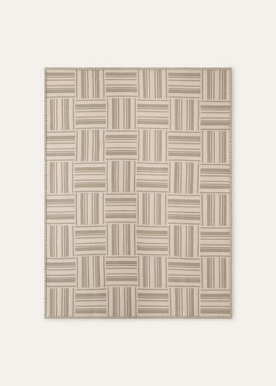 PLAID WOVEN STRIPE INTARSIA WOOL CASH