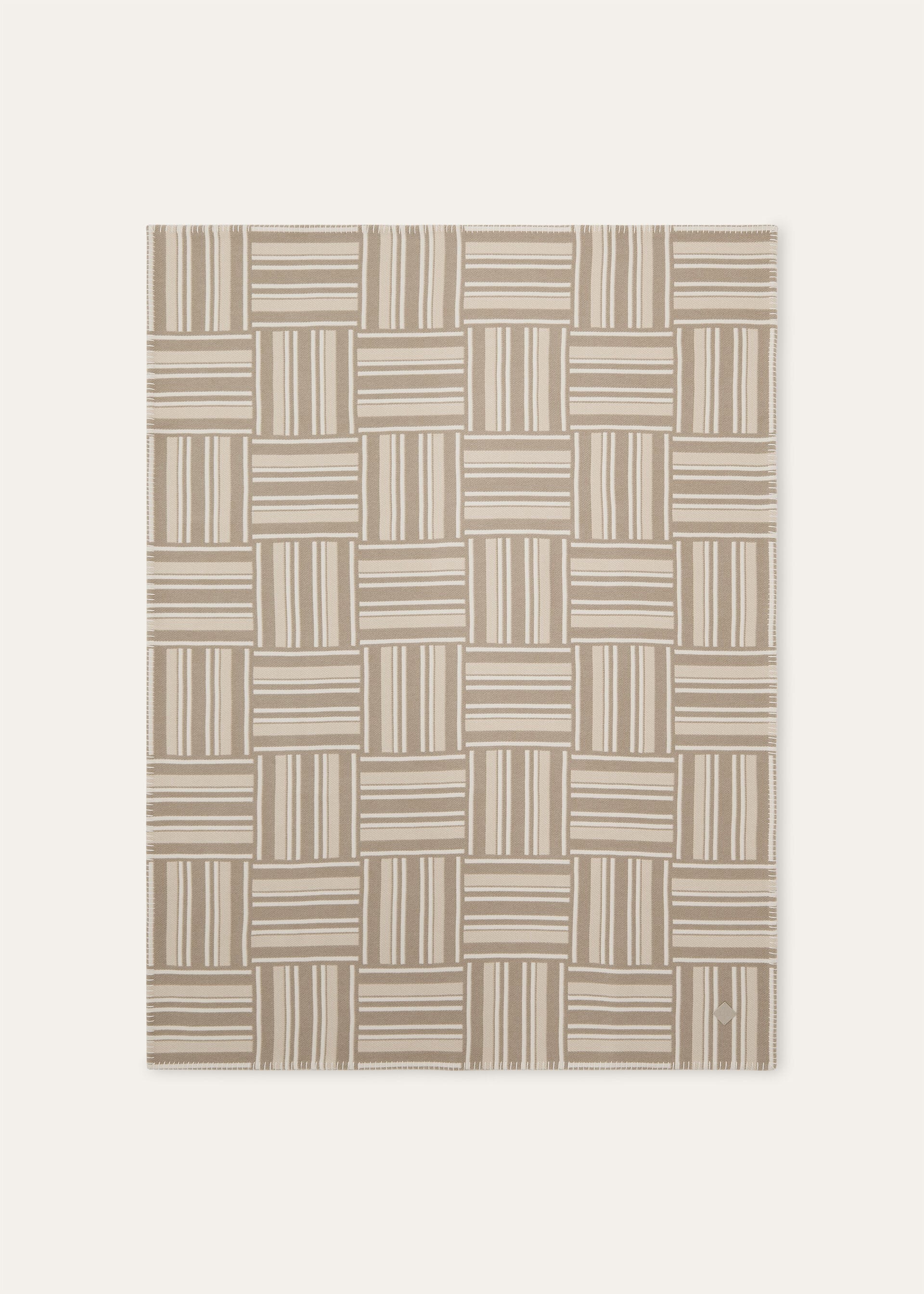 PLAID WOVEN STRIPE INTARSIA WOOL CASH