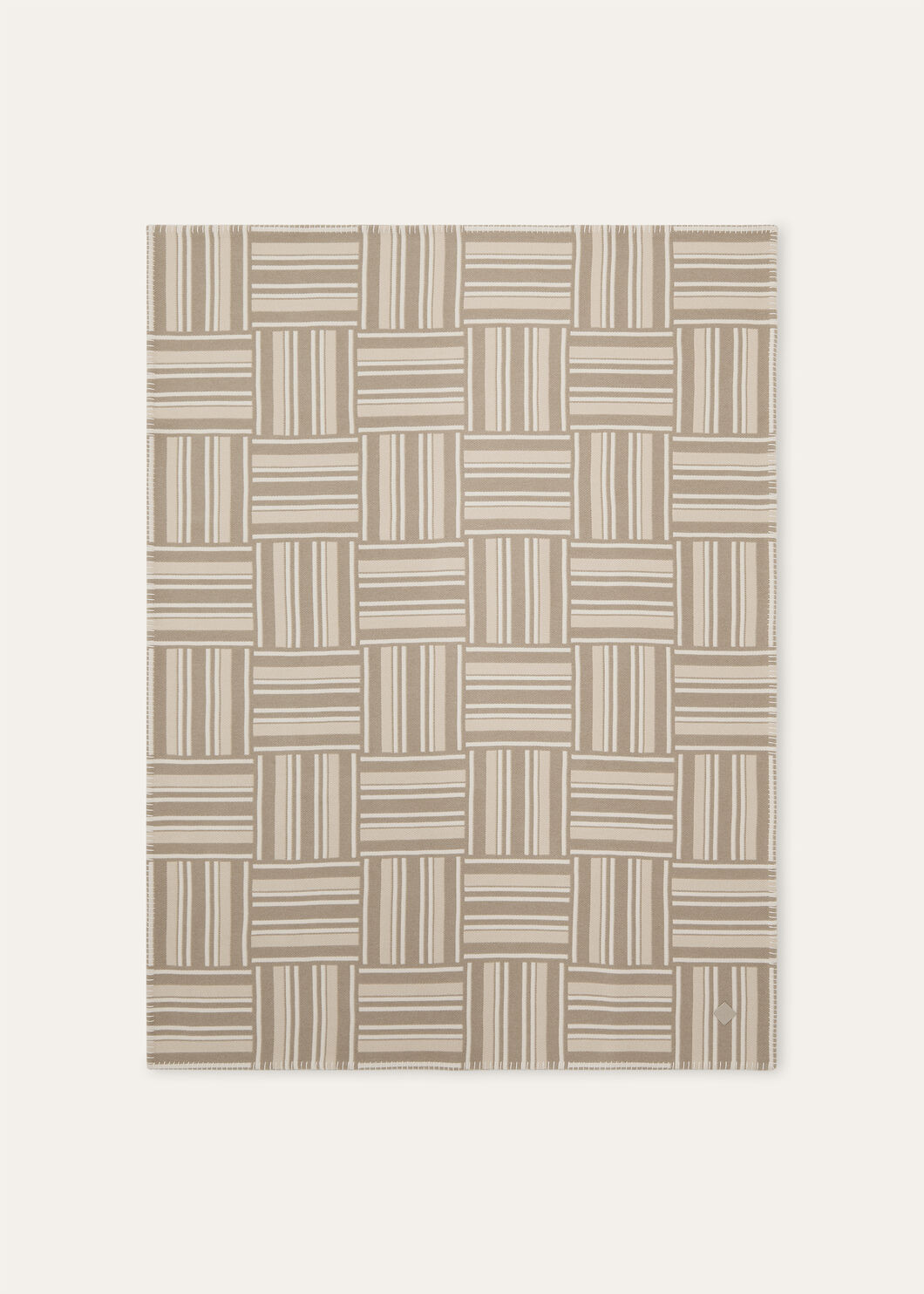PLAID WOVEN STRIPE INTARSIA WOOL CASH