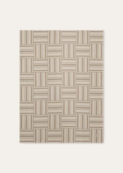PLAID WOVEN STRIPE INTARSIA WOOL CASH