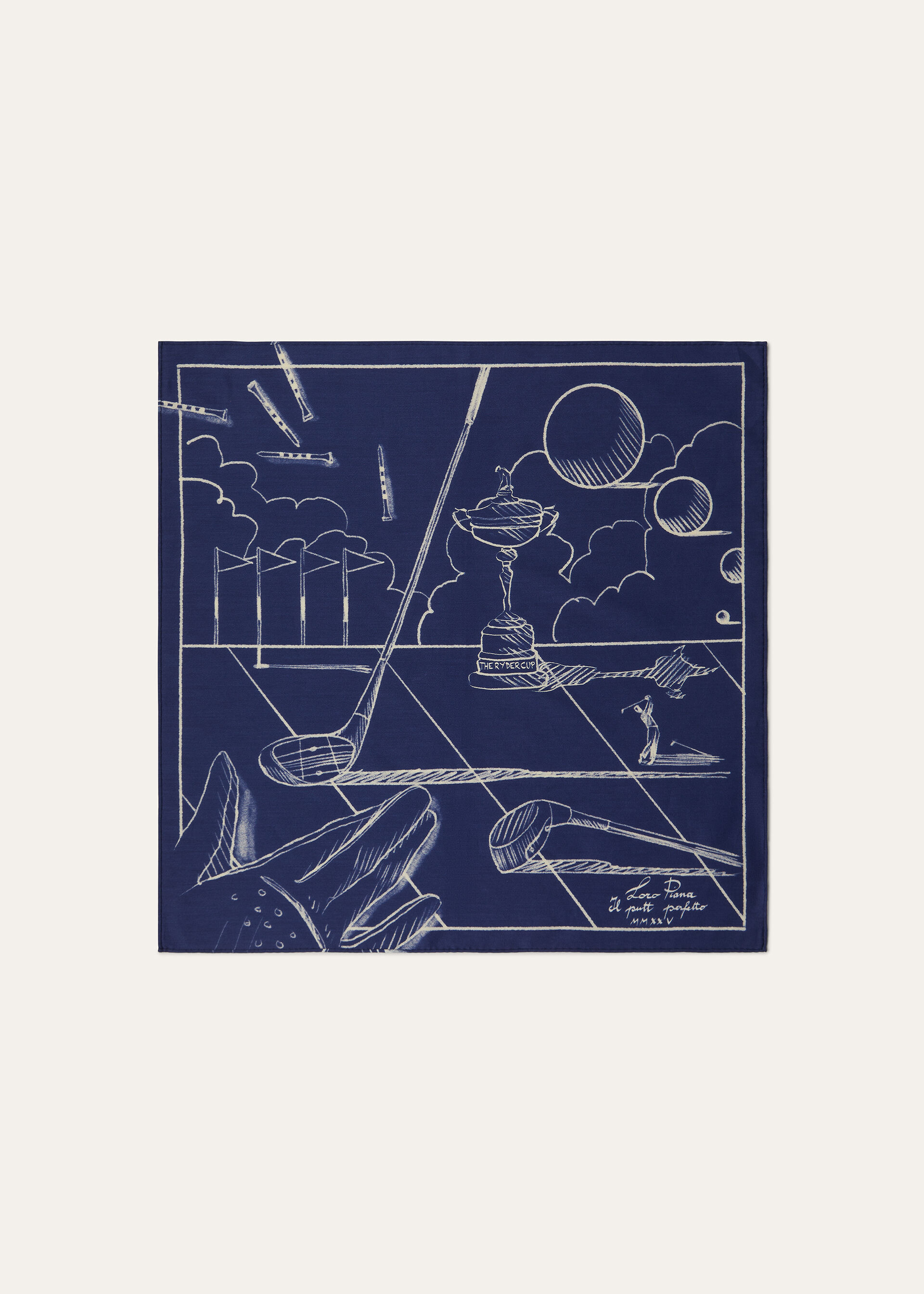 LORO PIANA IL PUTT PERFETTO FOULARD 45 SILK COTTON