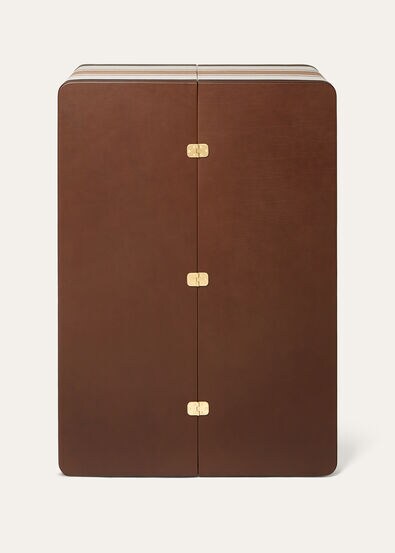 WARDROBE TRUNK SUITCASE STRIPE WOOD & LE