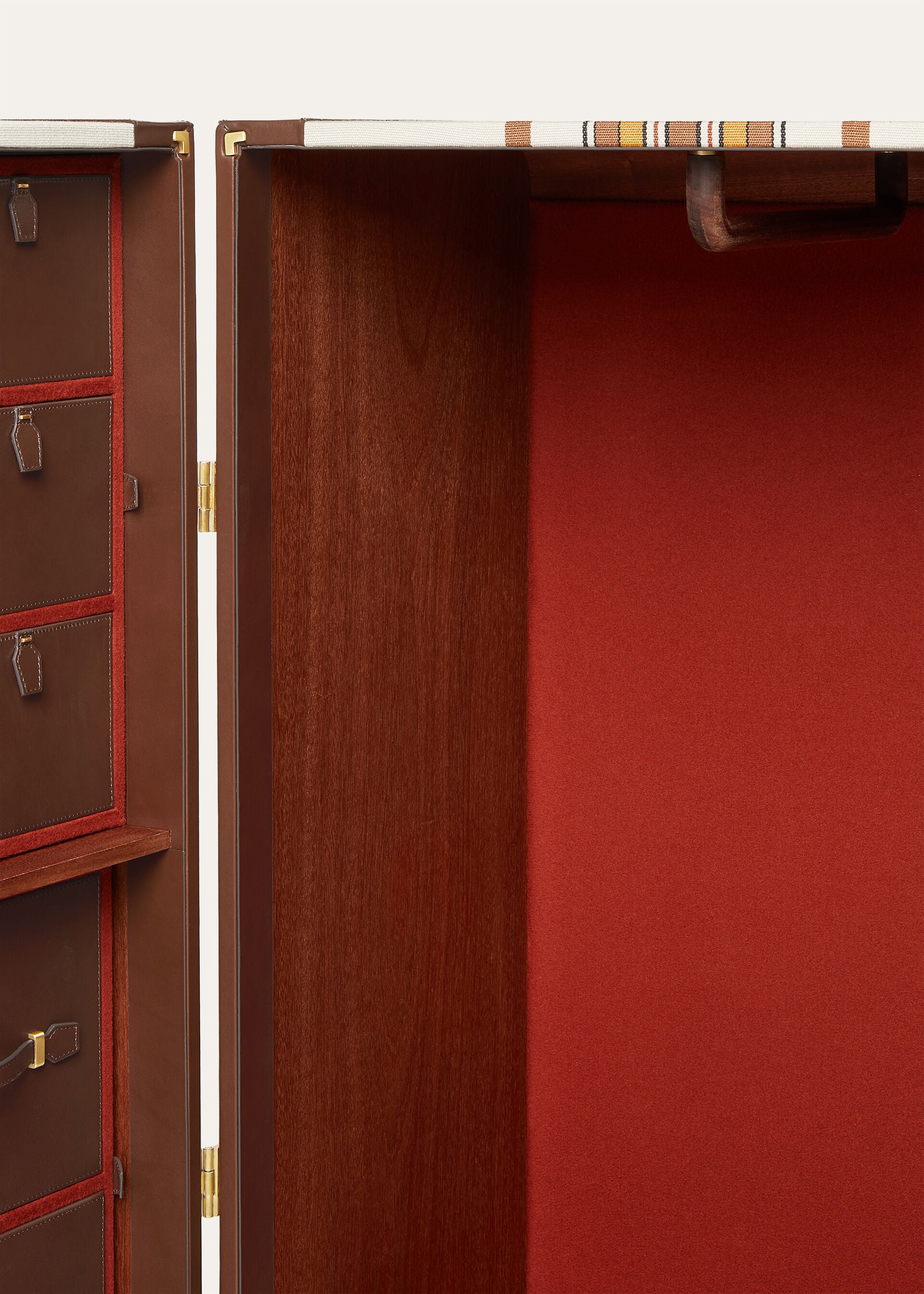 WARDROBE TRUNK SUITCASE STRIPE WOOD & LE