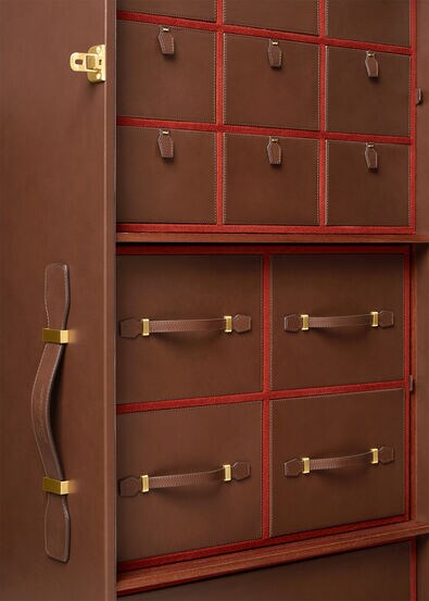 WARDROBE TRUNK SUITCASE STRIPE WOOD & LE