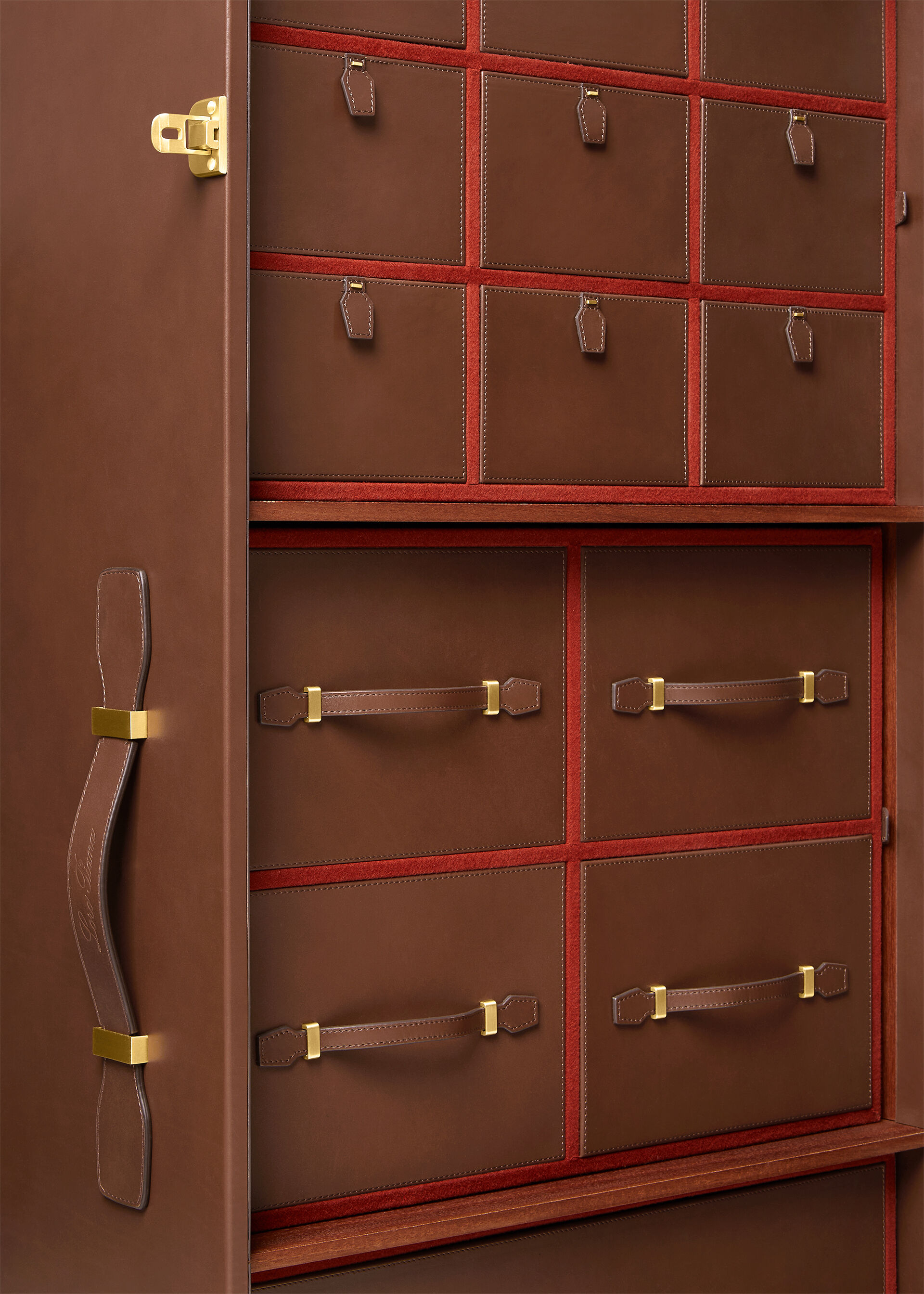 WARDROBE TRUNK SUITCASE STRIPE WOOD & LE