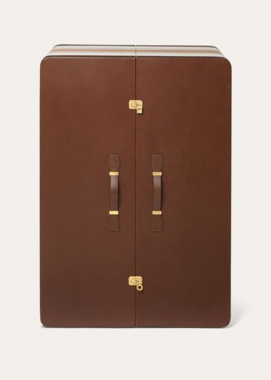WARDROBE TRUNK SUITCASE STRIPE WOOD & LE