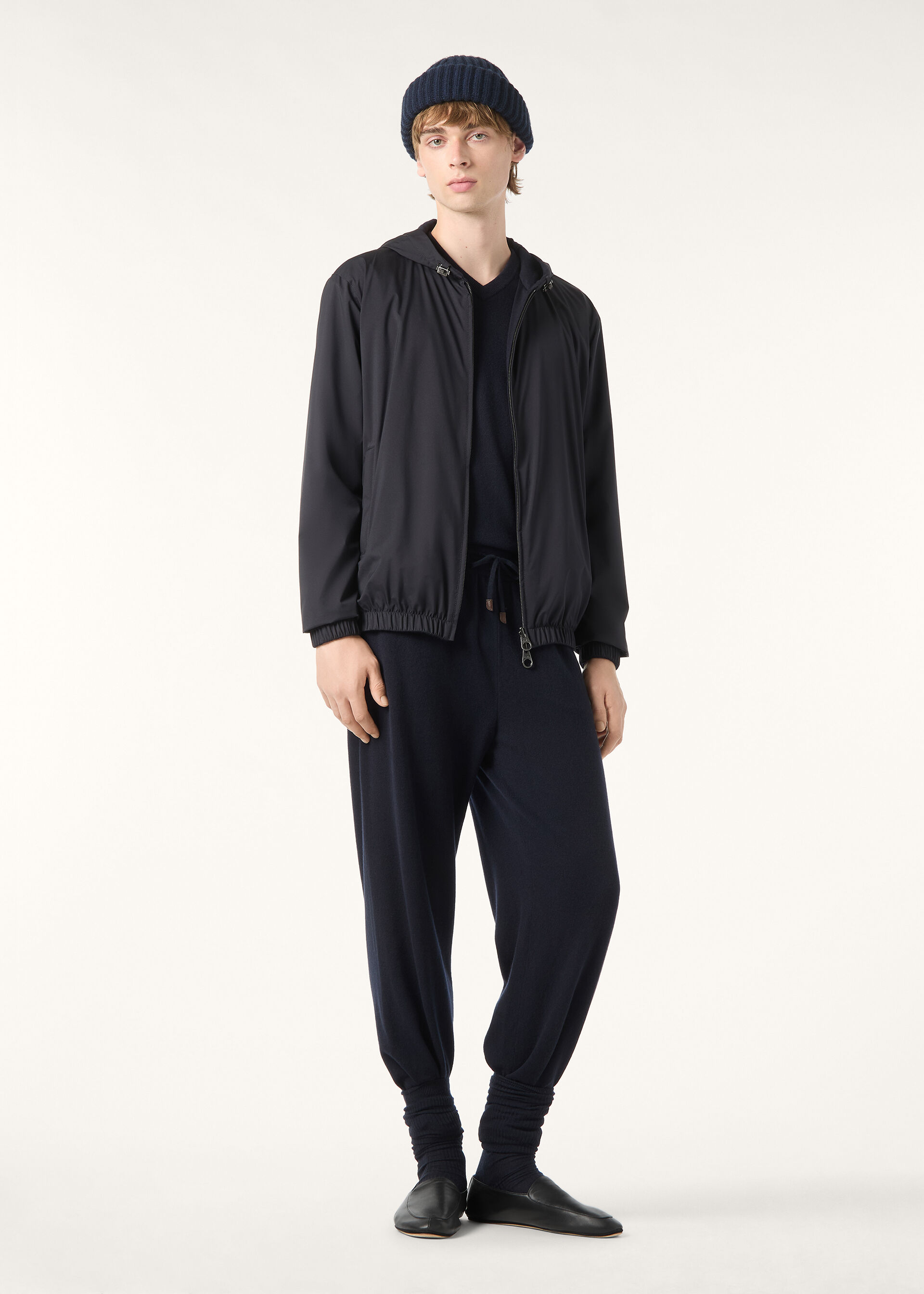 LORO PIANA HOODED BOMBER WINDMATE STRETCH STORM