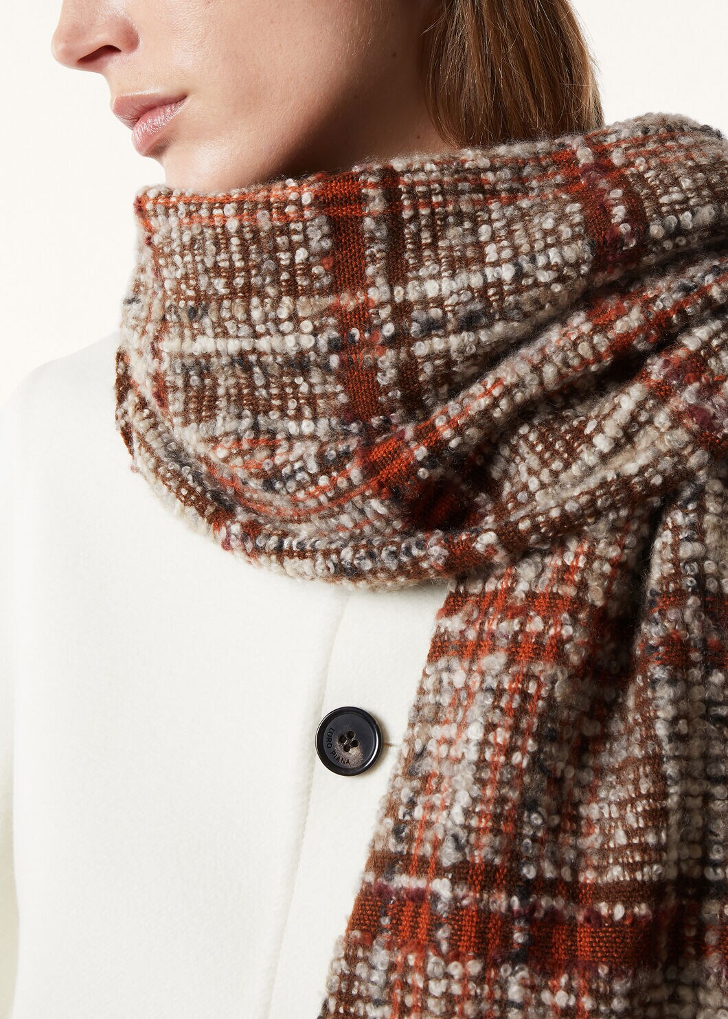 CHECK BOUCLE' SCARF CASH SILK