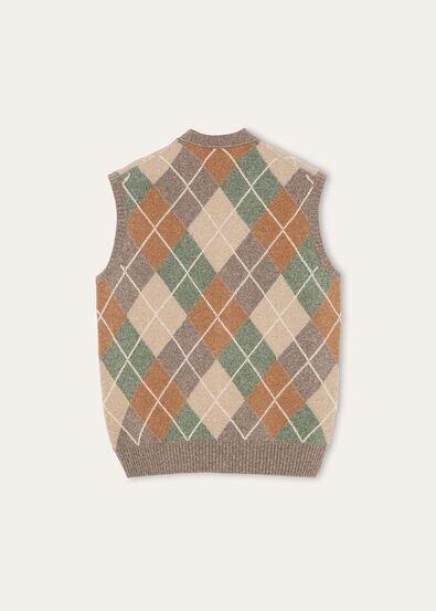 DRUMOAK ARGYLE VEST SWEATER WOOL GG 12