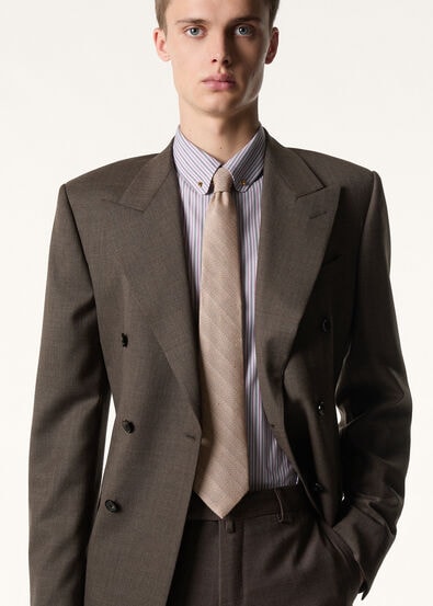 YALE TIE 8 DIAGONAL CHEVRON SILK CASH