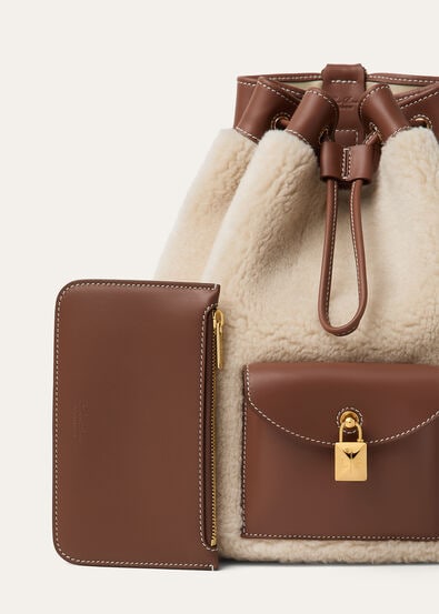 EXTRA DRAWSTRING BACKPACK L27 CASHFUR ROUNDED LTH