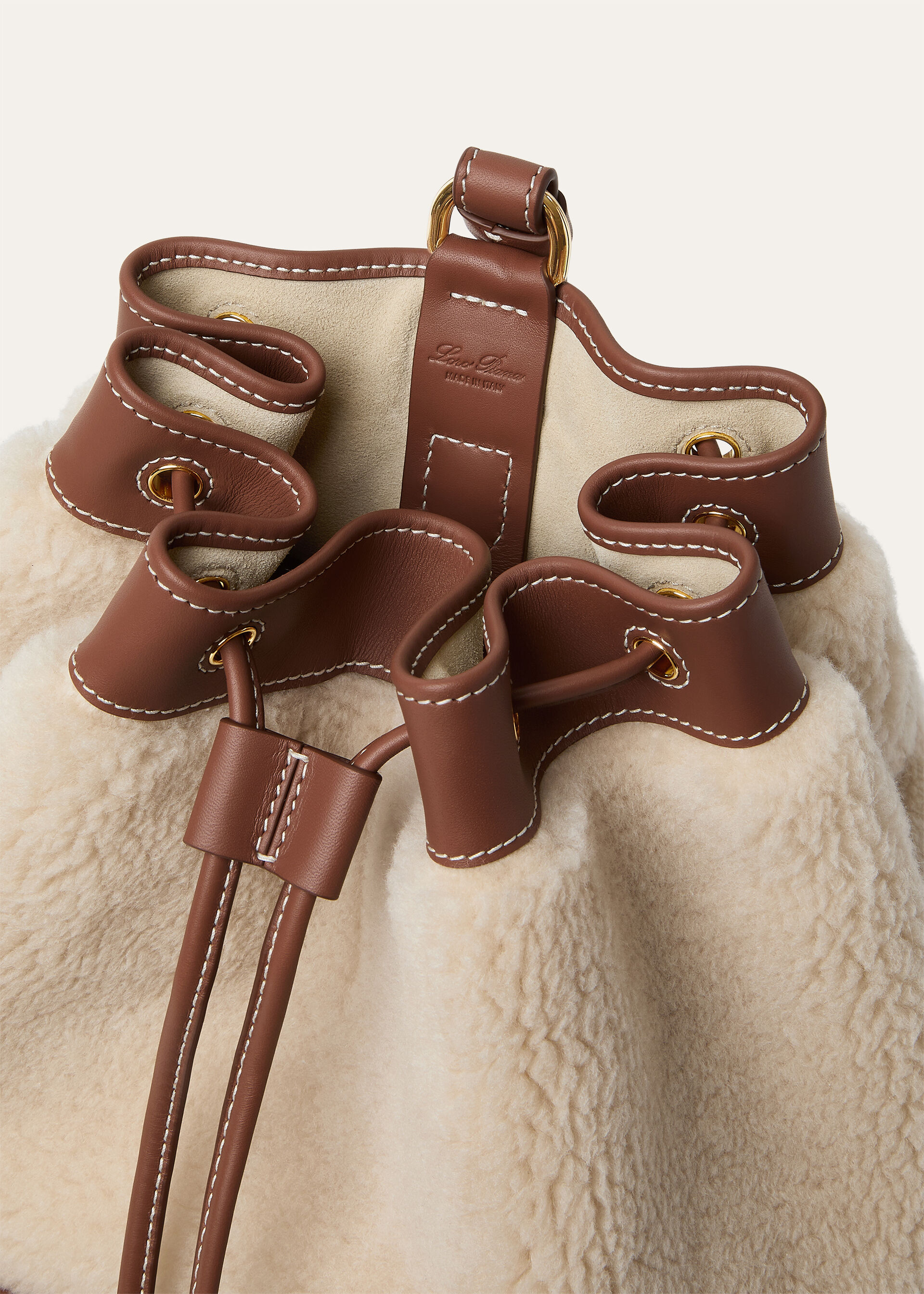 EXTRA DRAWSTRING BACKPACK L27 CASHFUR ROUNDED LTH