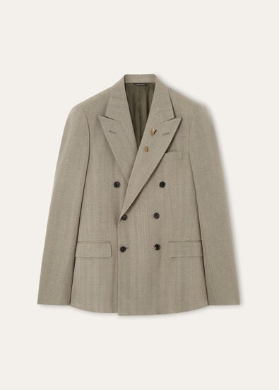 MILANO PEAK DB SUIT WOOL MOULINE' CHEVRON