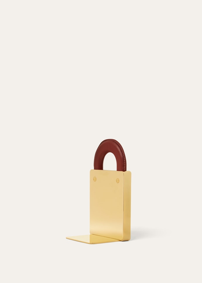 LUCCHETTO CHARM BOOKEND BRASS & LEATHER_FAQ3384_B5R0_NR_2