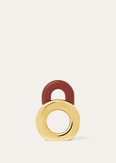 GHIERA CHARM BOOKEND BRASS & LEATHER