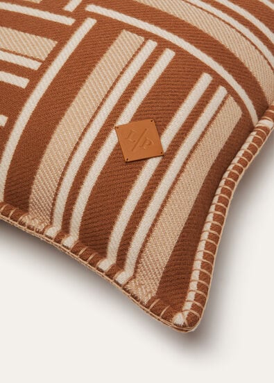 SQUARE CUSHION WOVEN STRIPE INTARSIA WOOL CASH