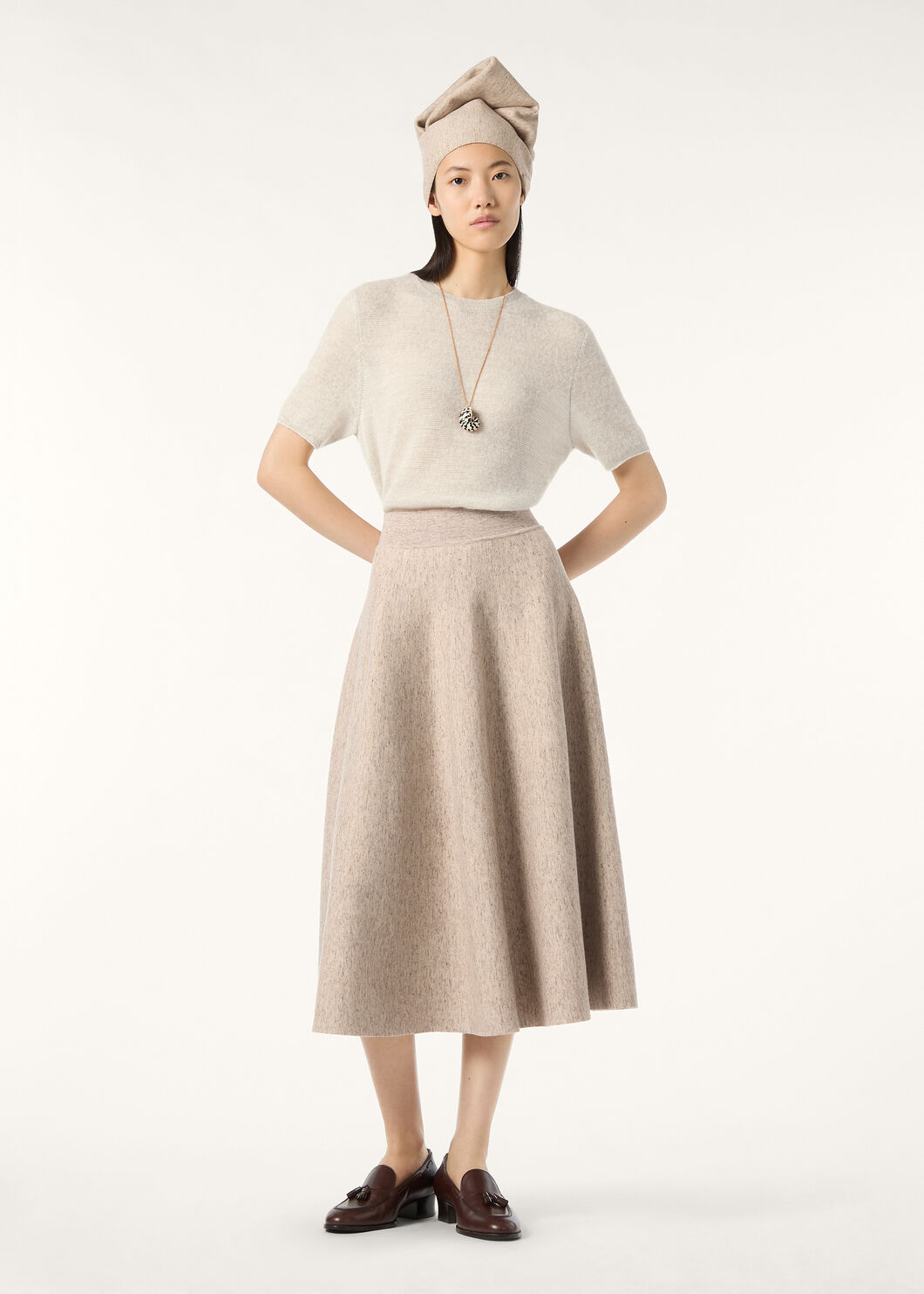 WALNUT SS CREWNECK SWEATER WOOL CASH SILK GG 12