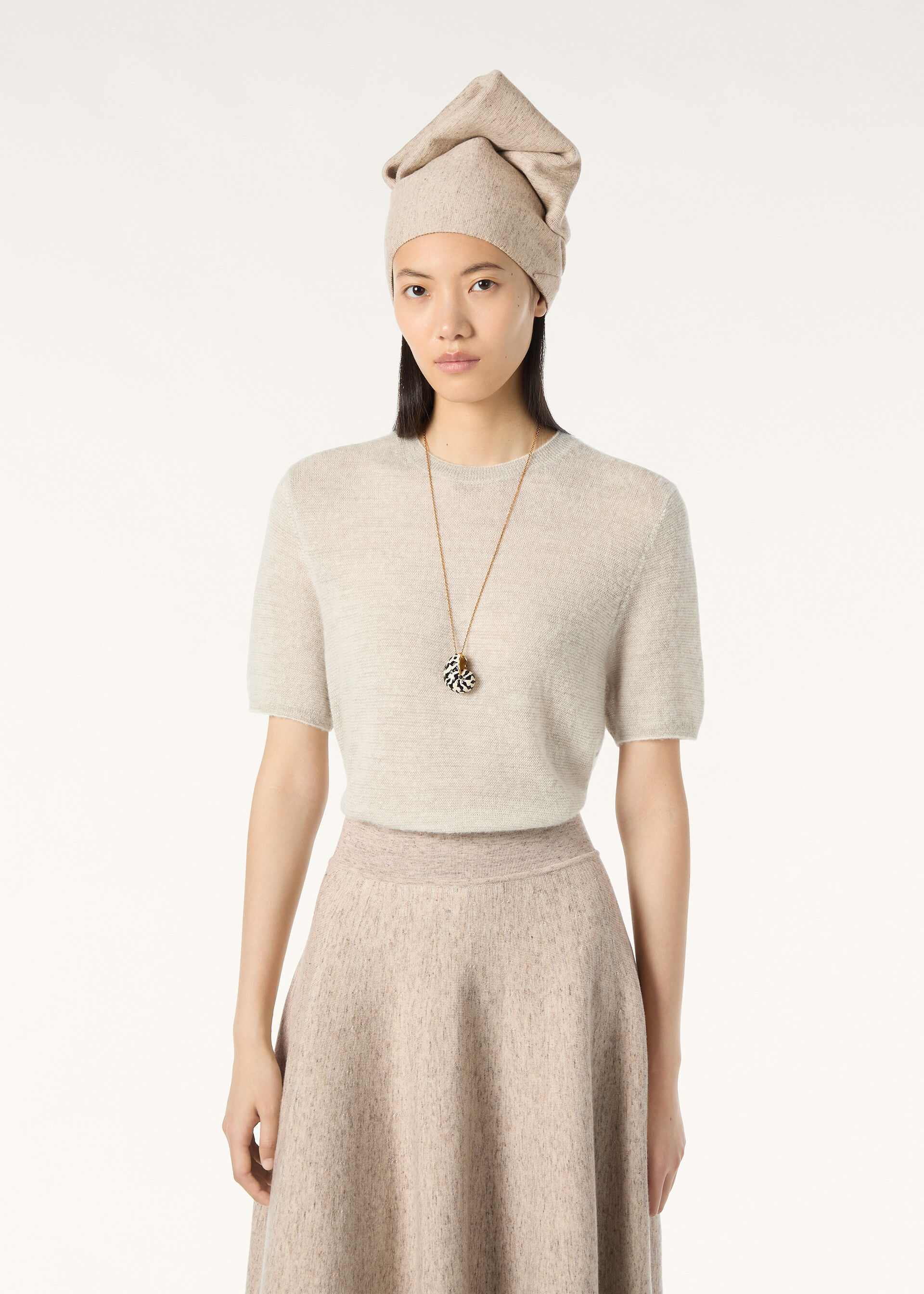 WALNUT SS CREWNECK SWEATER WOOL CASH SILK GG 12