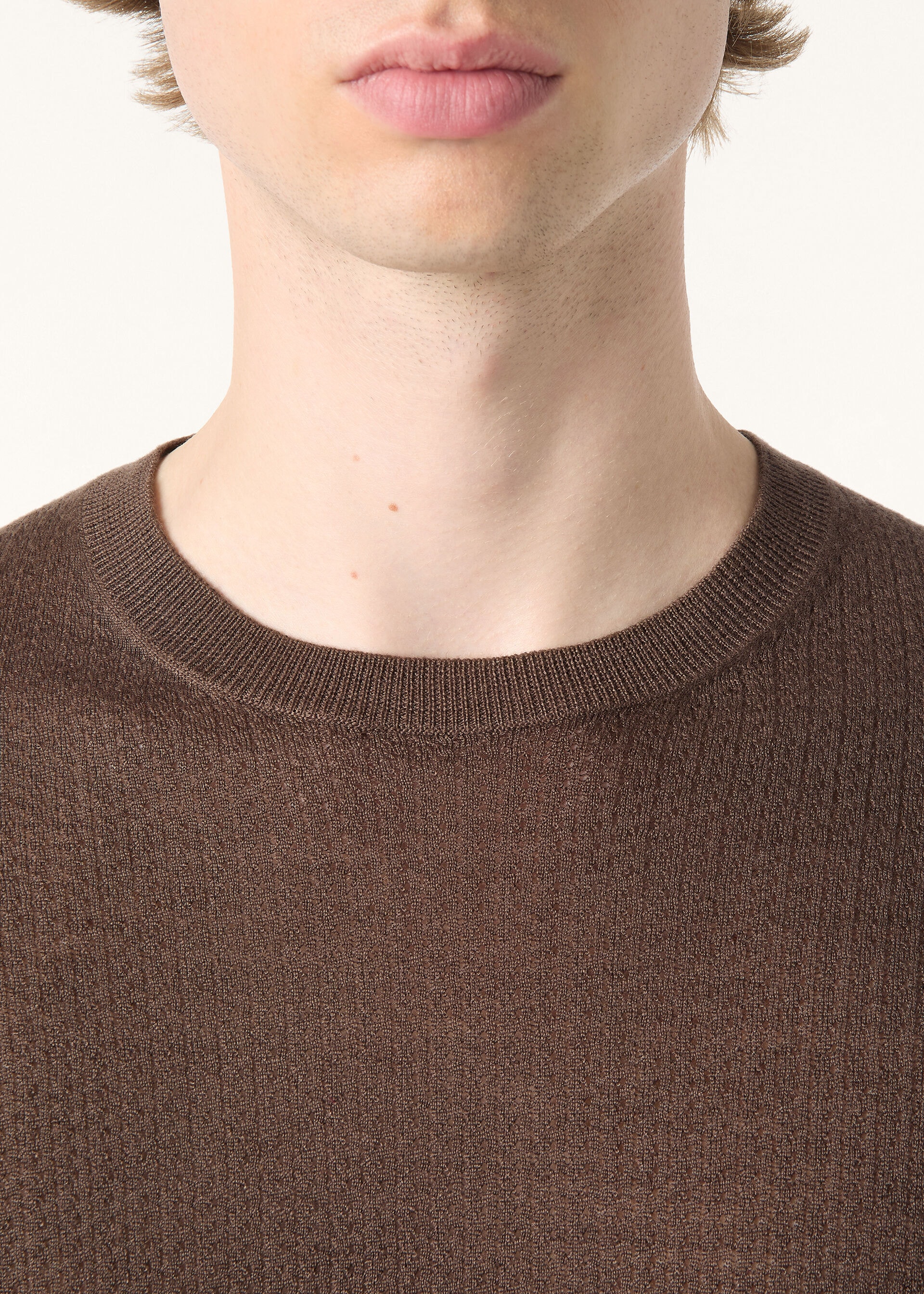 CHESTNUT SS CREWNECK SWEATER CASH BLEND GG 18