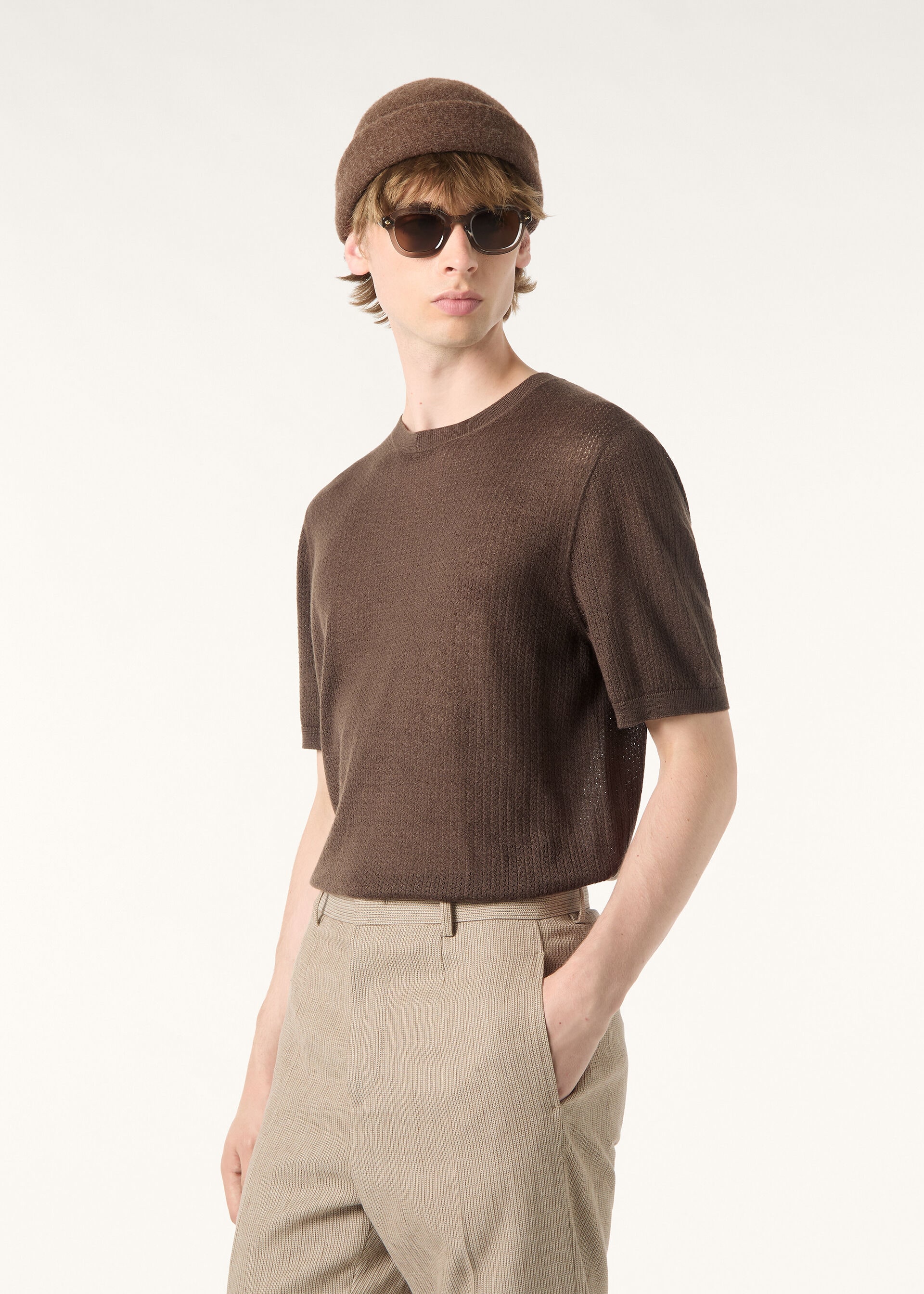 CHESTNUT SS CREWNECK SWEATER CASH BLEND GG 18