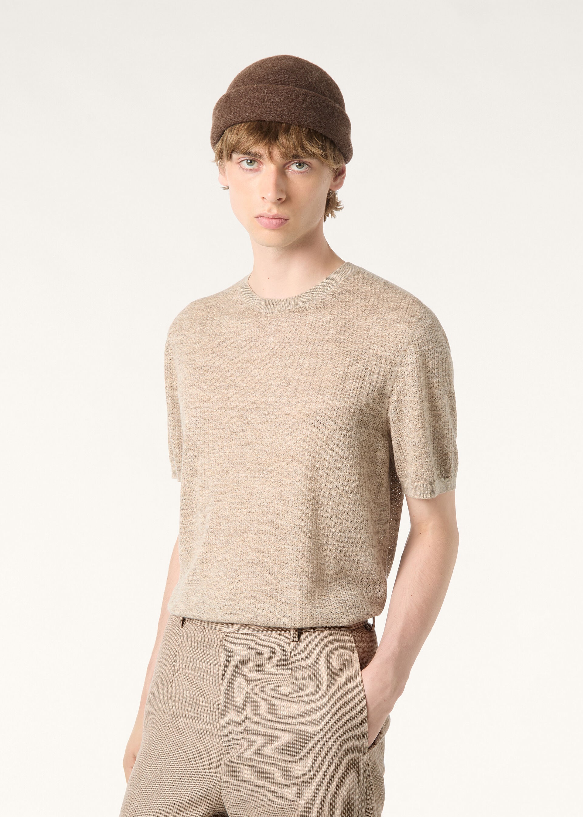 CHESTNUT SS CREWNECK SWEATER CASH BLEND GG 18