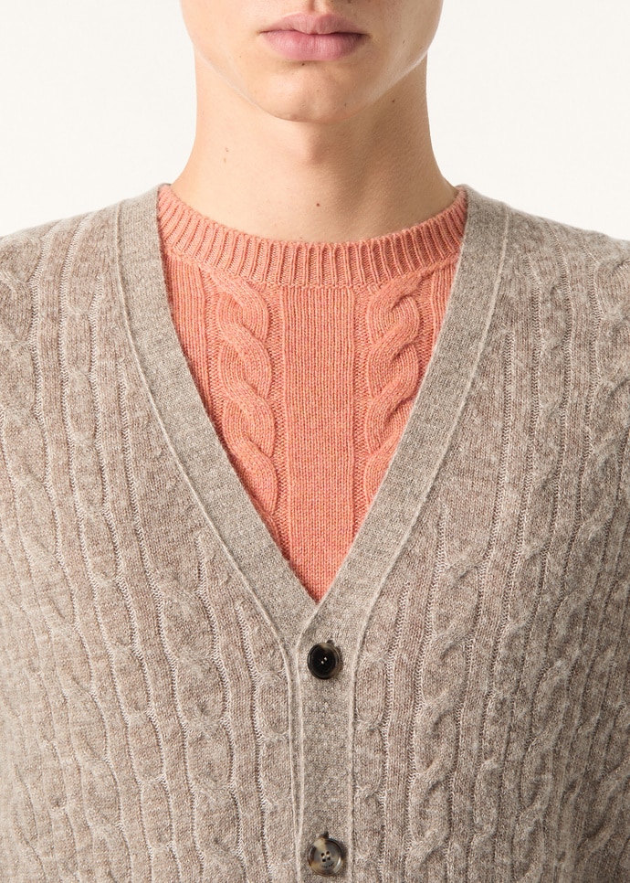 WALNUT CARDIGAN SWEATER WOOL SILK GG 12_FAQ4542_B5WI_2