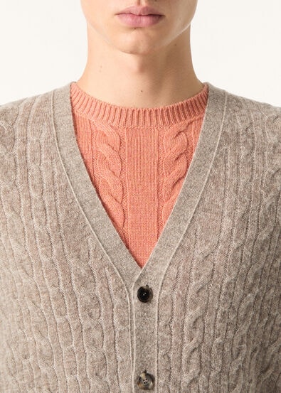 WALNUT CARDIGAN SWEATER WOOL SILK GG 12