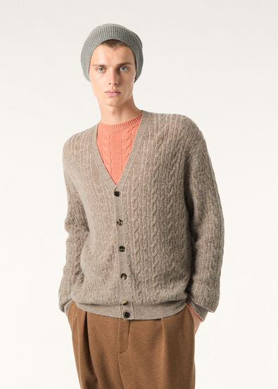 WALNUT CARDIGAN SWEATER WOOL SILK GG 12