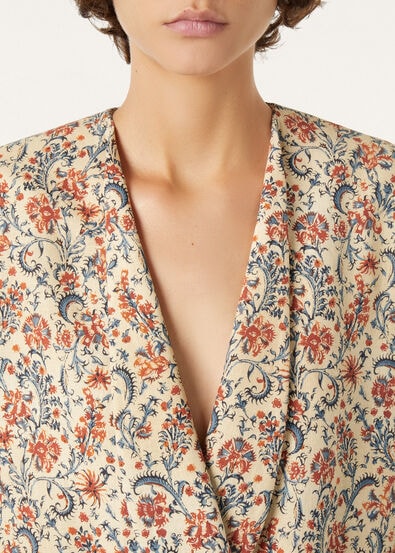 MEGEVE DB JACKET JASMINE BLOOM LINEN