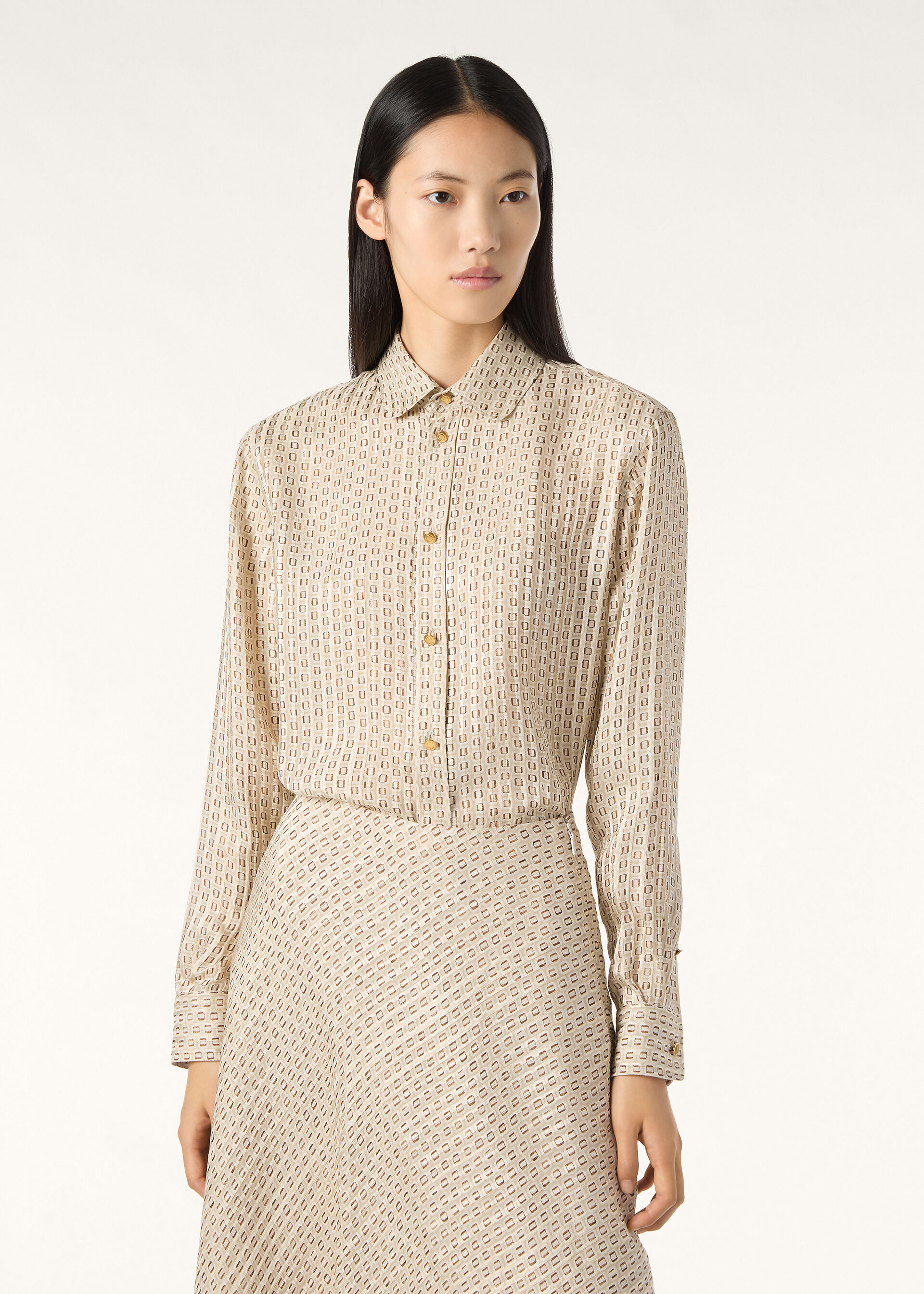 THEA PENNY COLLAR SHIRT GOLDEN MOSAIQUE SILK LAME'