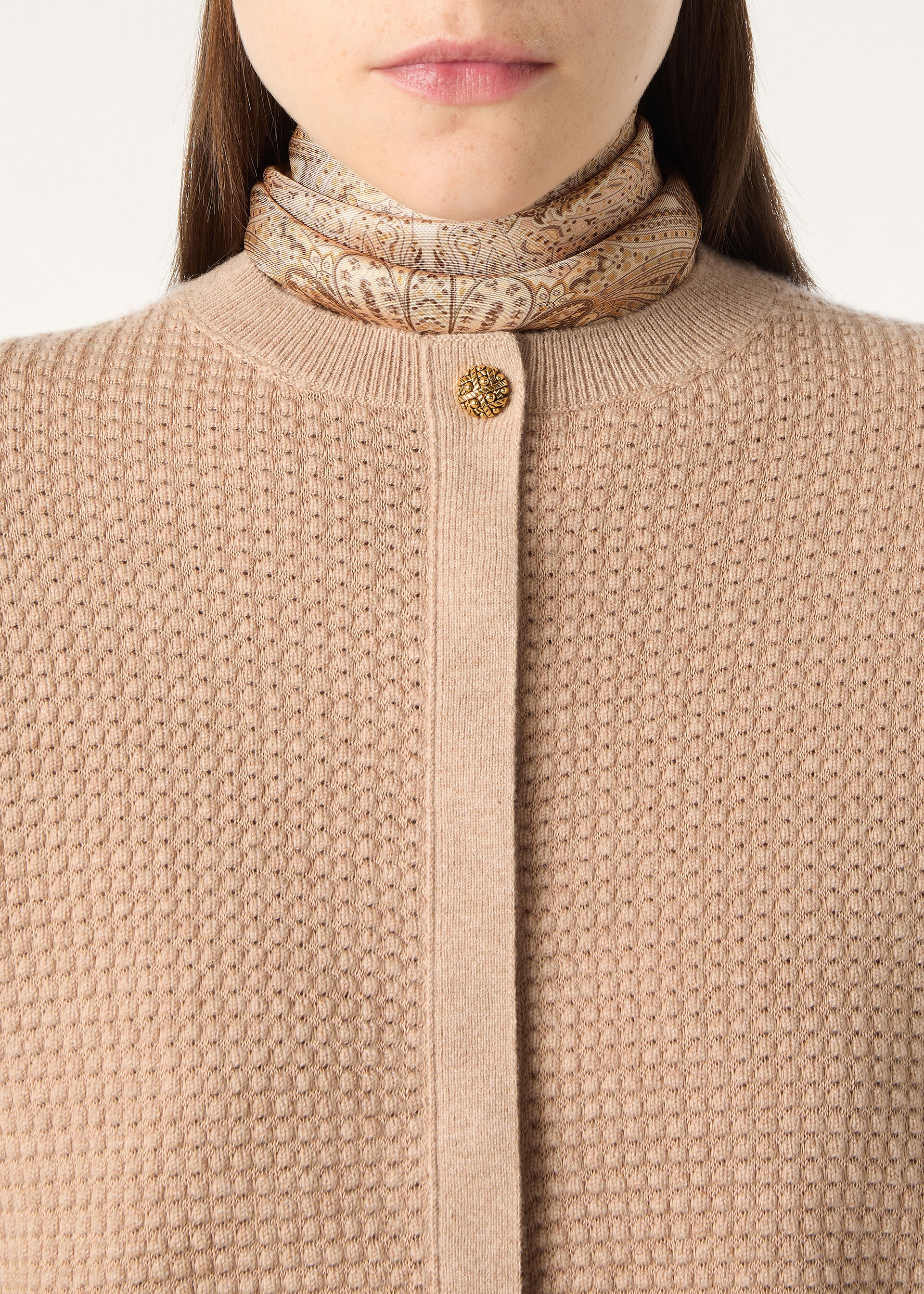 MONOCHROME JACQUARD CARDIGAN SW. CASH COTTON GG 14